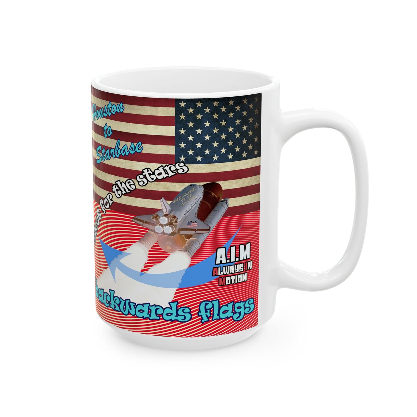 shoot for the stars - White Mug (yellow-orange wave)