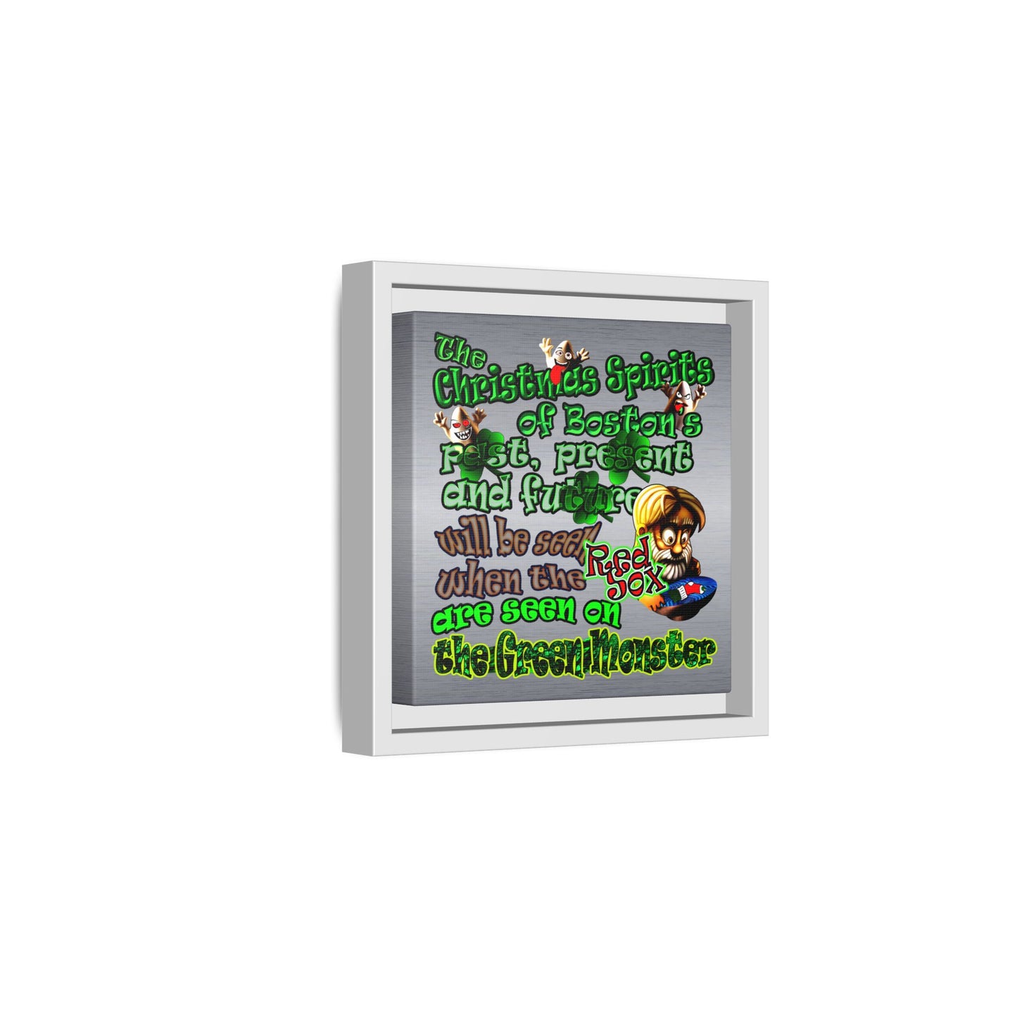 christmas spirits of boston - framed canvas art (brushed nickel)
