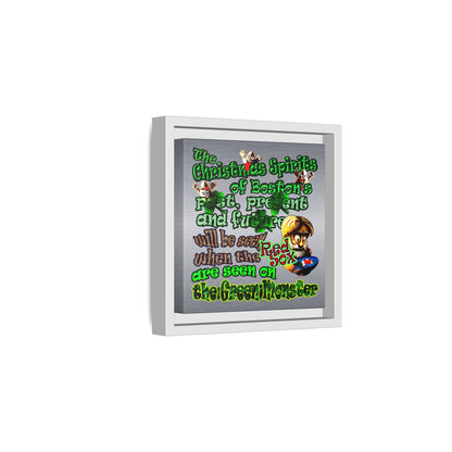 christmas spirits of boston - framed canvas art (brushed nickel)