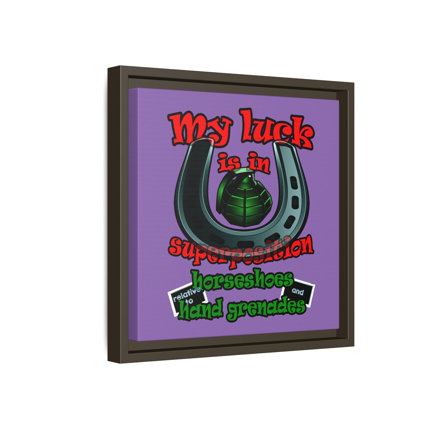 my luck - framed canvas art (light purple)