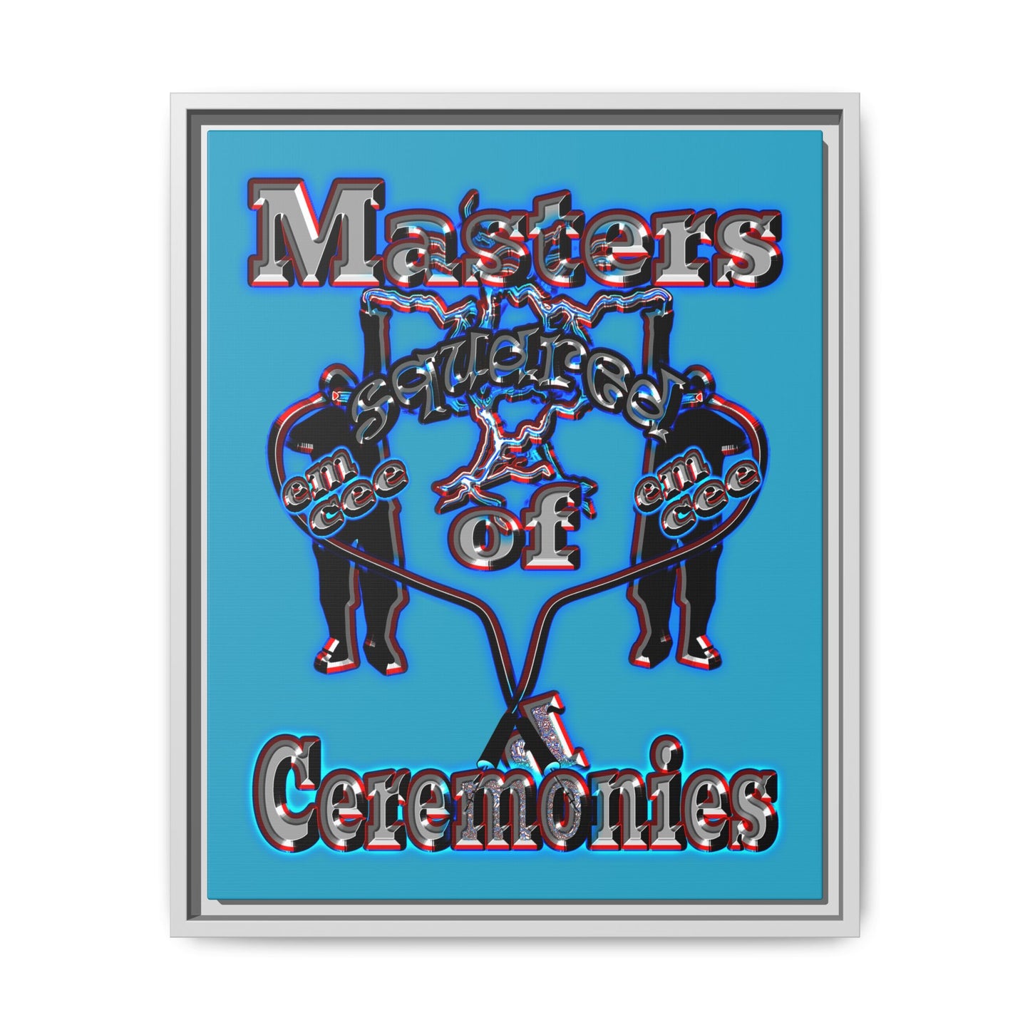 em cee squared - framed canvas art (turquoise)