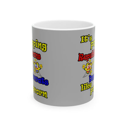 popping like popcorn - White Mug (light grey)