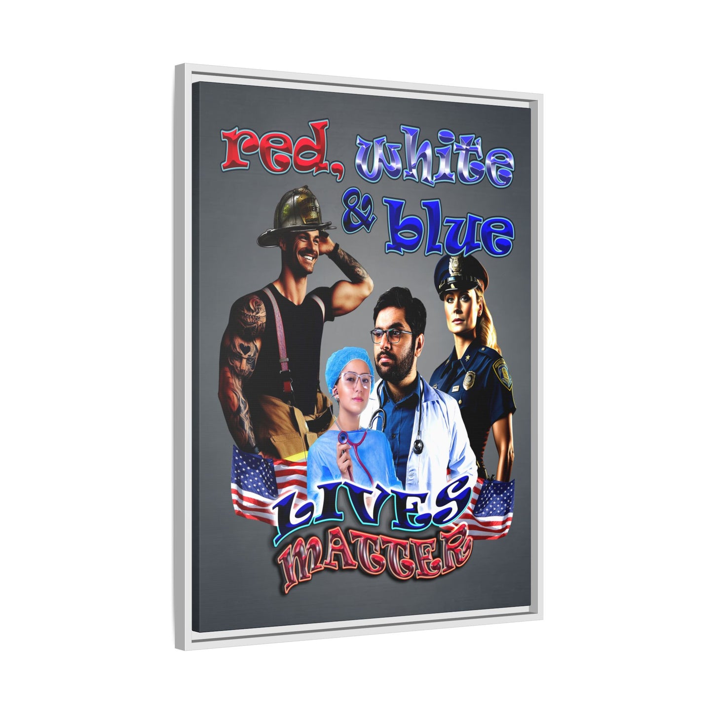 rw&b lives matter - framed canvas art (grey-light grey)