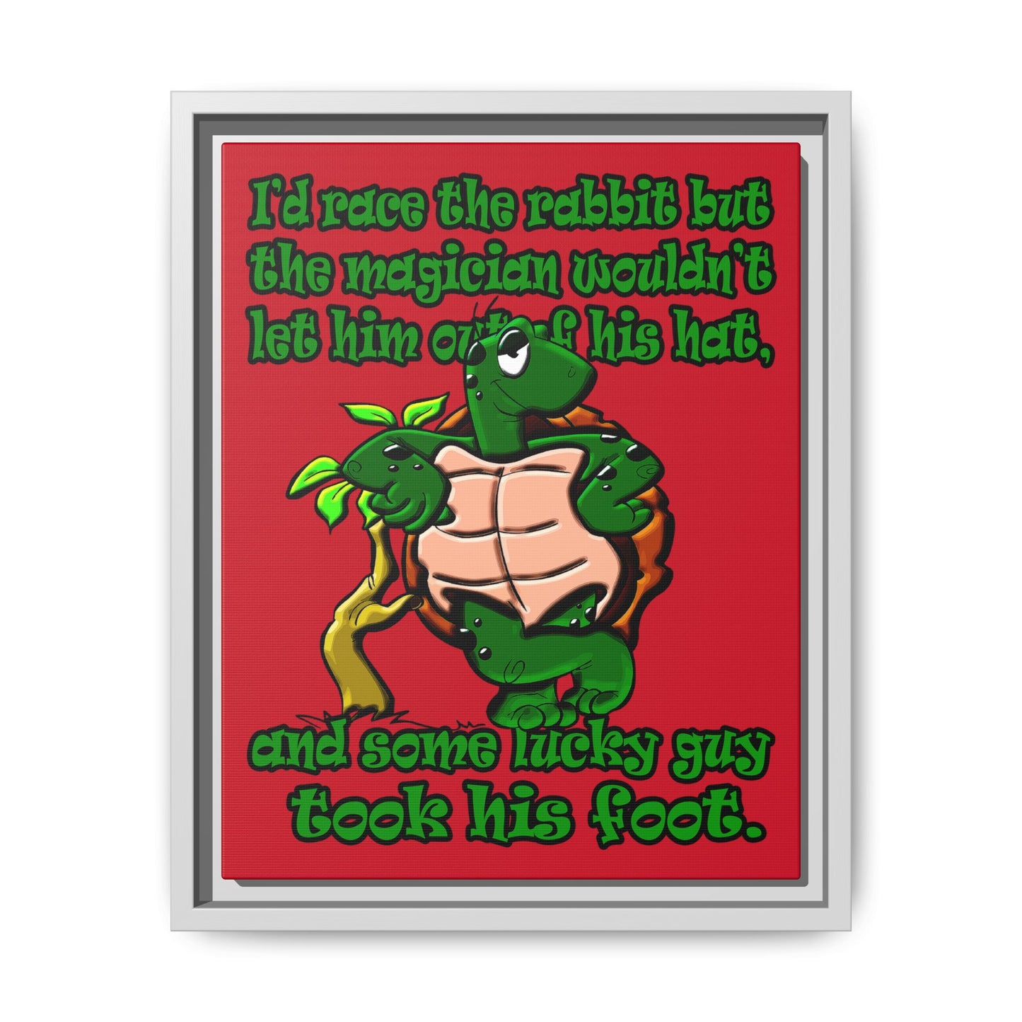 turtle race - framed canvas art (dark red)