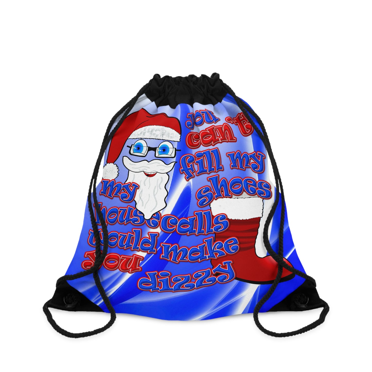 santa's shoes - Drawstring Bag (blue-white wave)