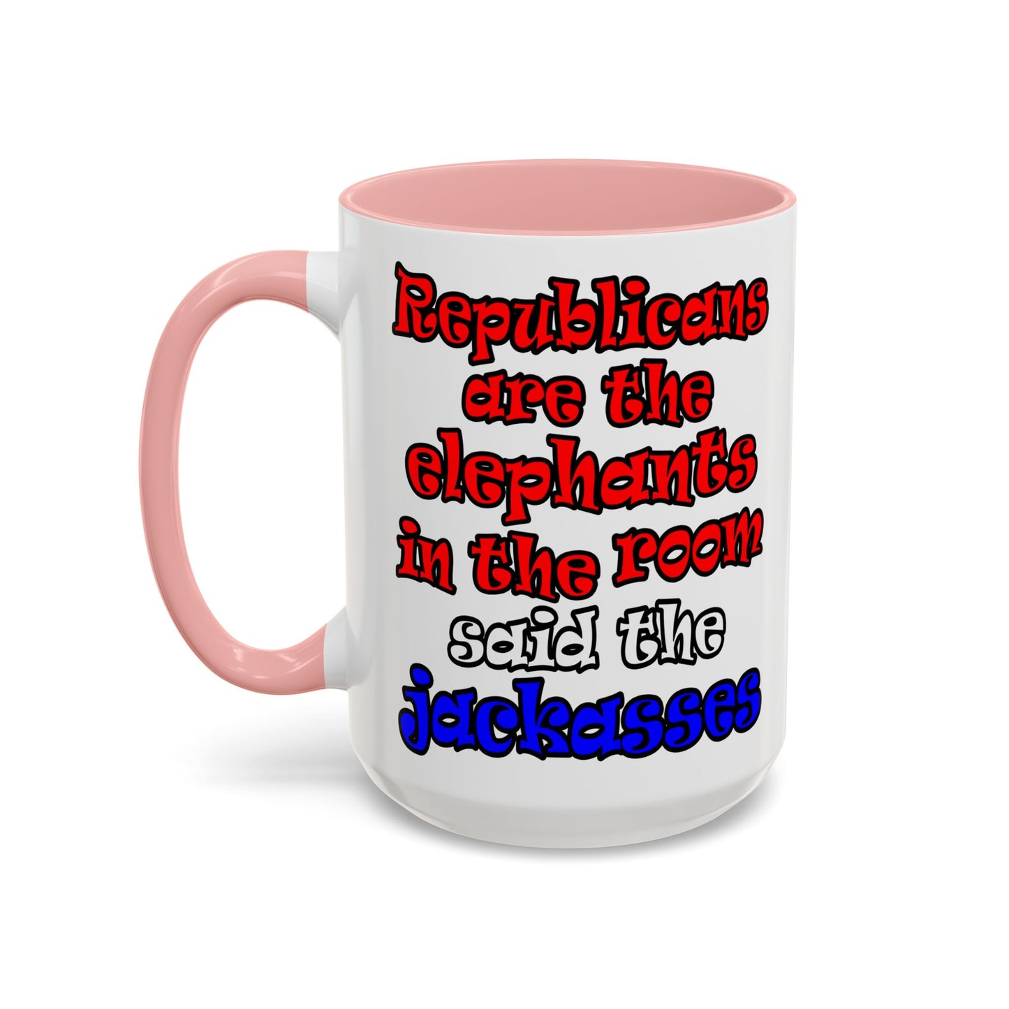 donkeys and elephants - Accent Mug (white)