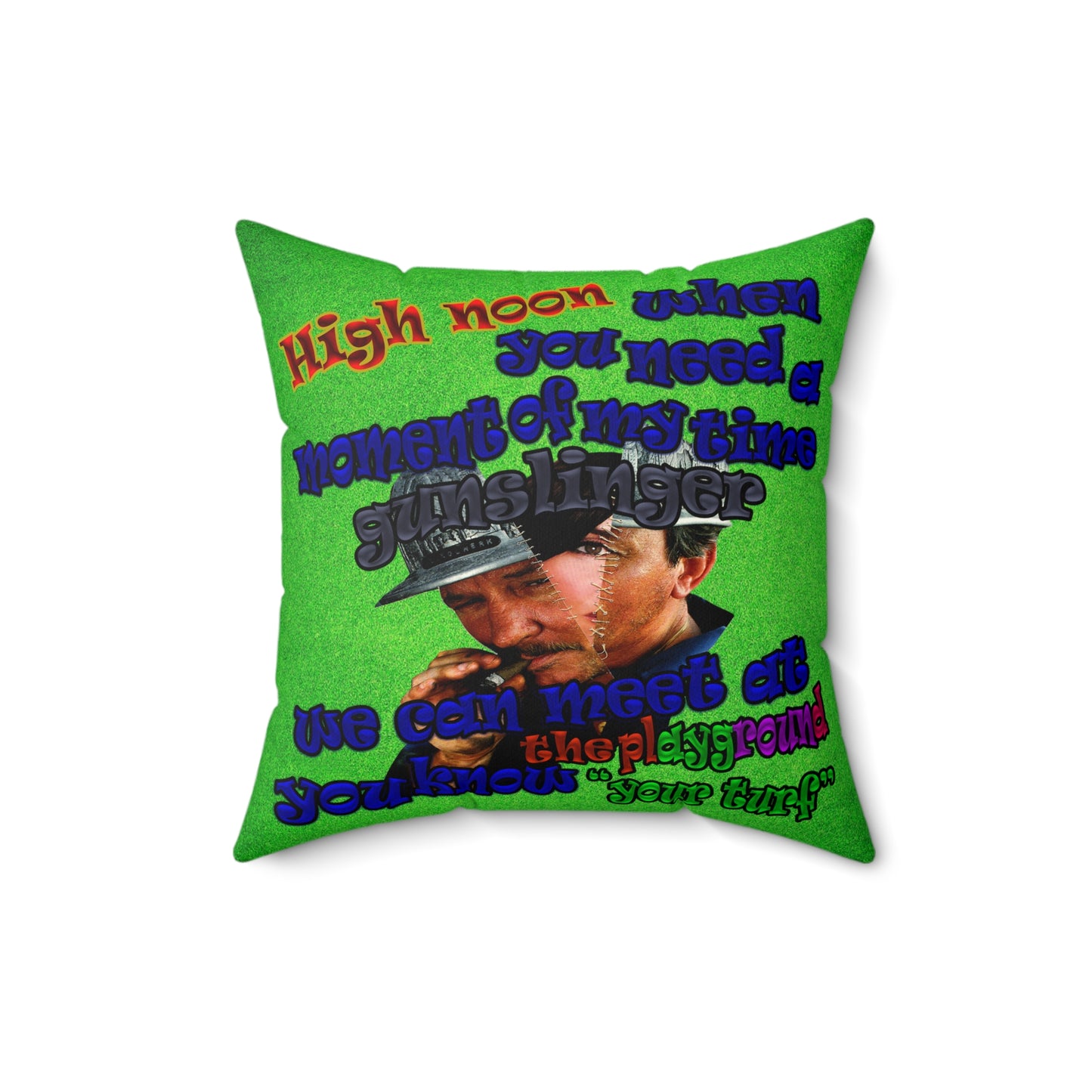 high noon - Faux Suede Square Pillow - (green turf)