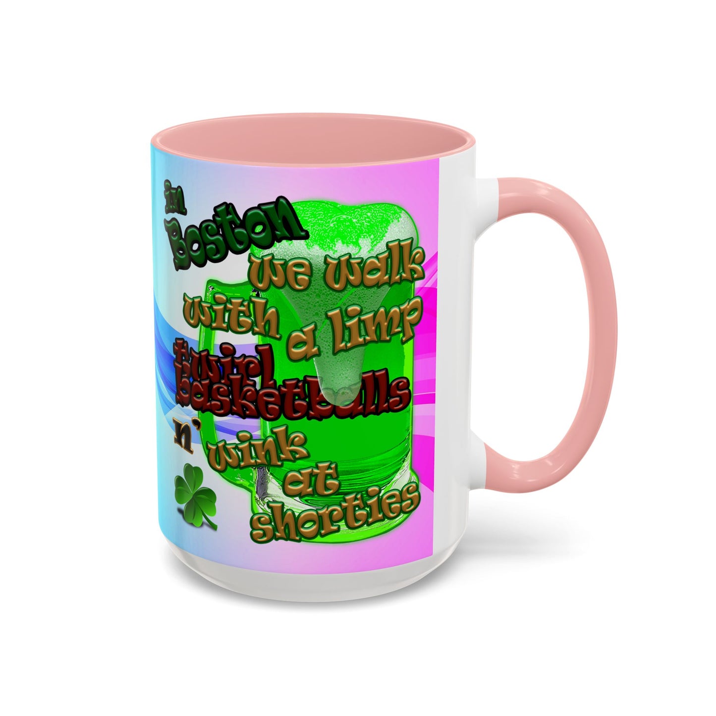 celtics logo - Accent Mug (light blue-pink wave)