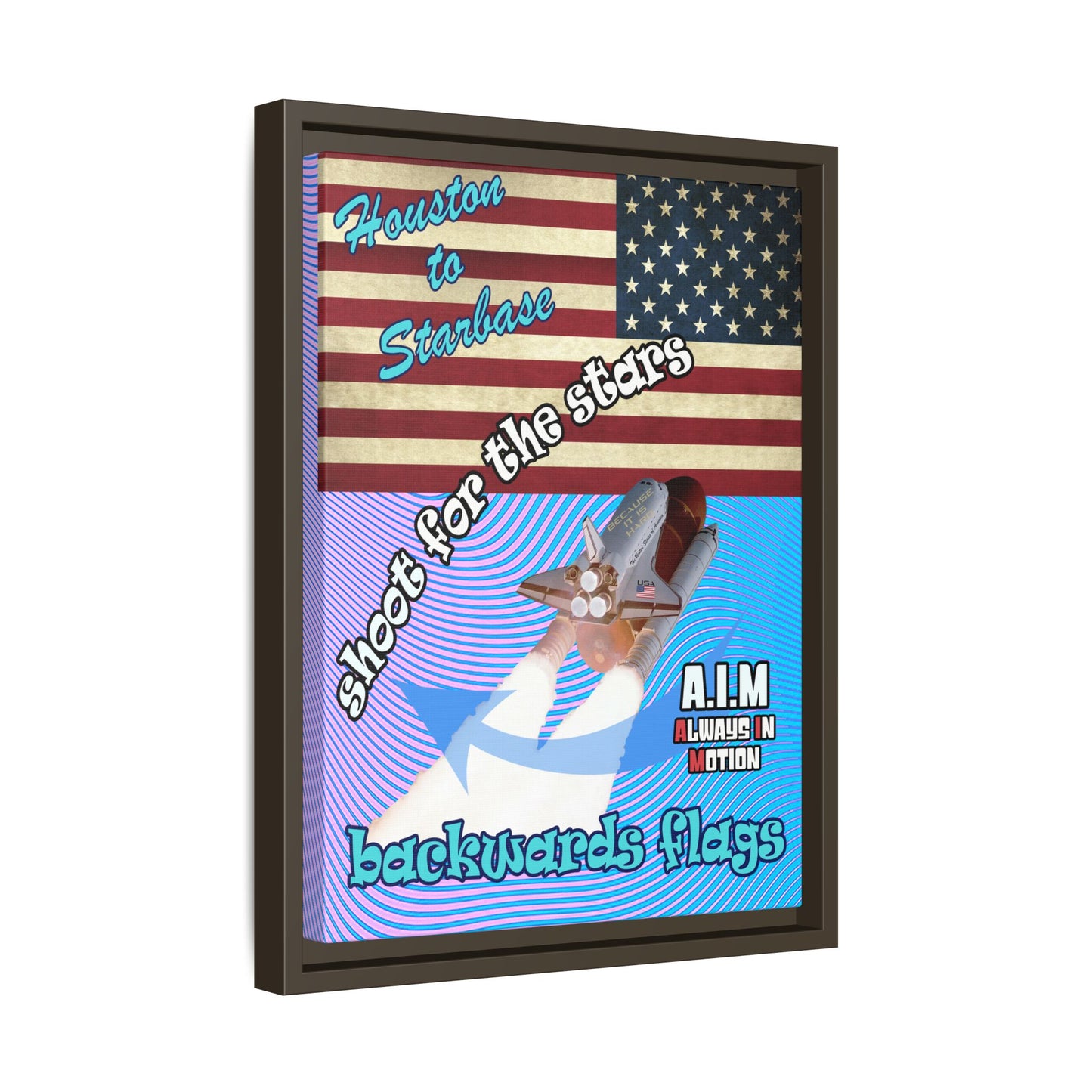 shoot for the stars - framed canvas art (light blue-purple wave)