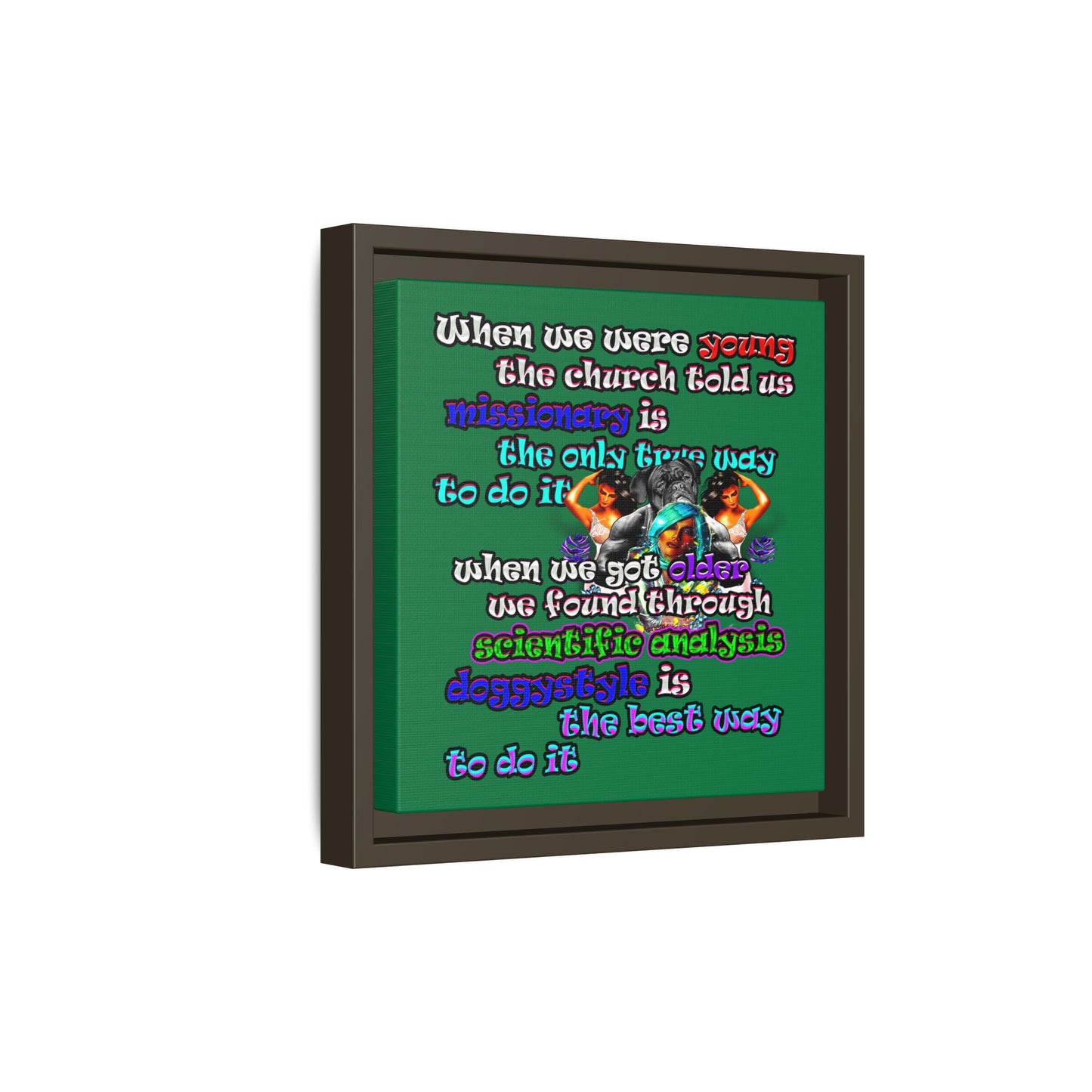 doggystyle - framed canvas art (dark green)