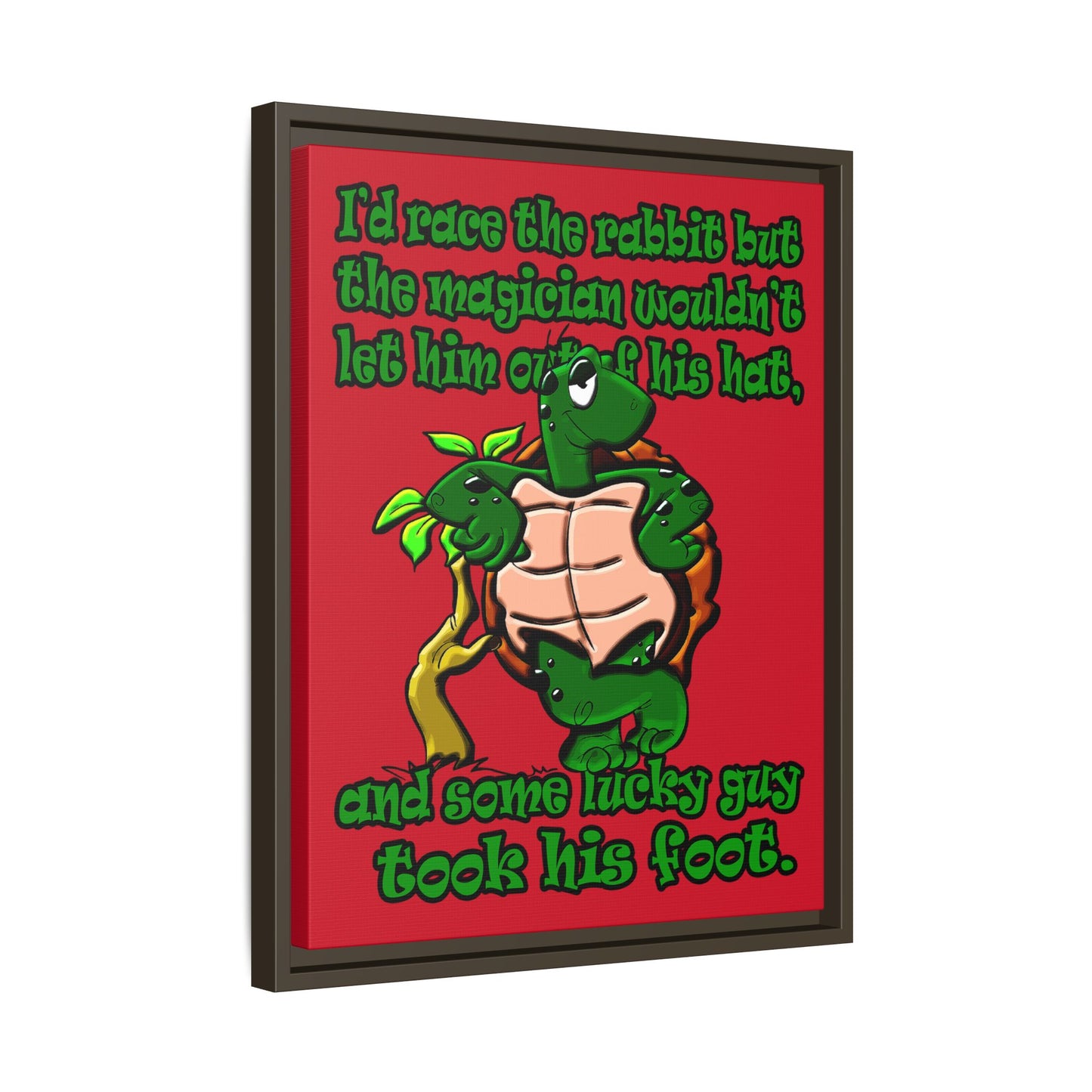 turtle race - framed canvas art (dark red)