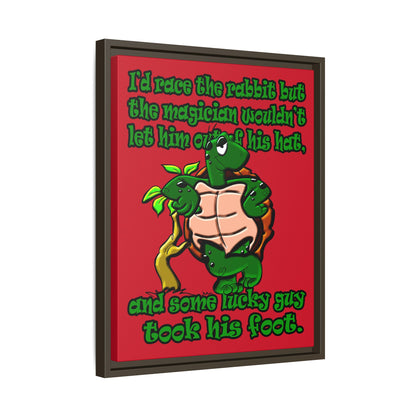 turtle race - framed canvas art (dark red)