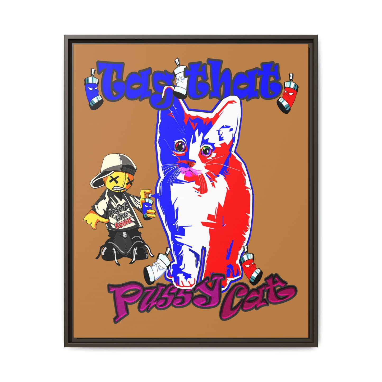 tag that - framed canvas art (light brown)
