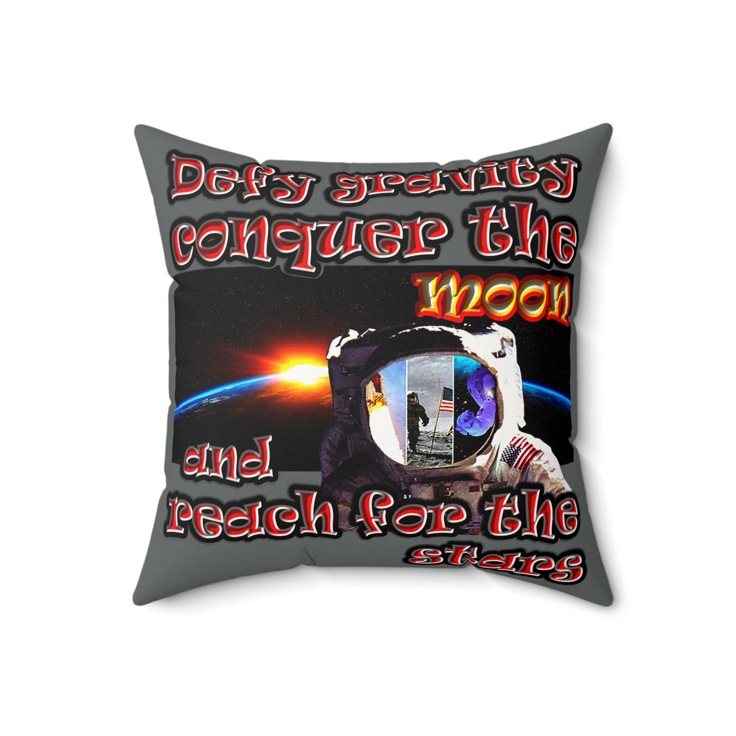 defy conquer reach - Faux Suede Square Pillow - (dark grey)
