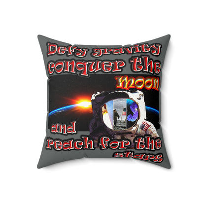 defy conquer reach - Faux Suede Square Pillow - (dark grey)