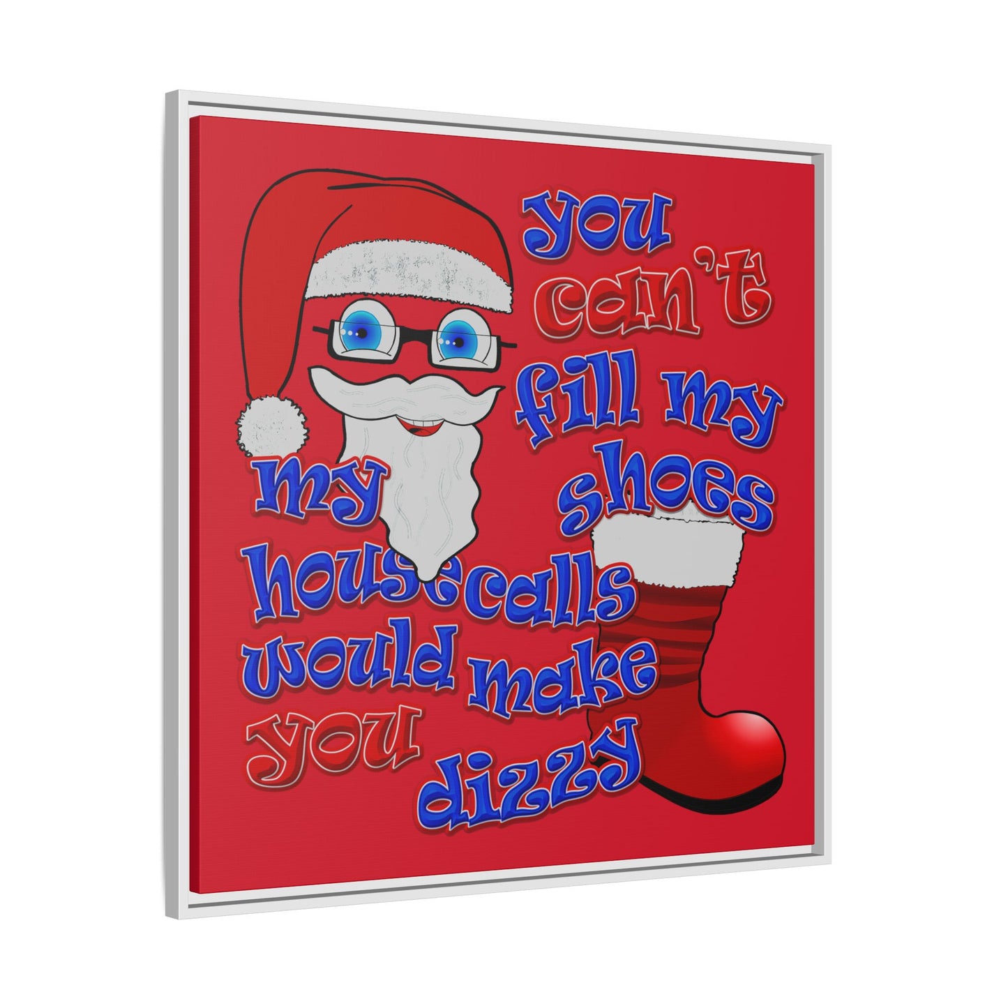 santa's shoes - framed canvas art (dark red)