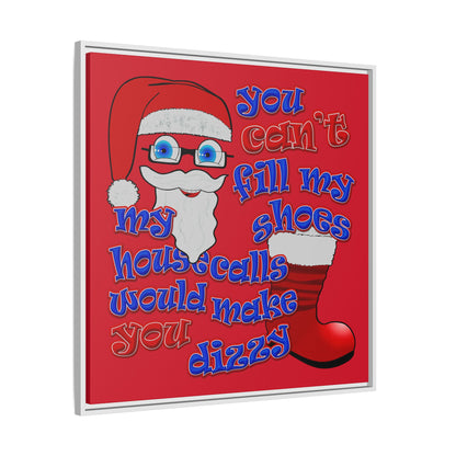 santa's shoes - framed canvas art (dark red)