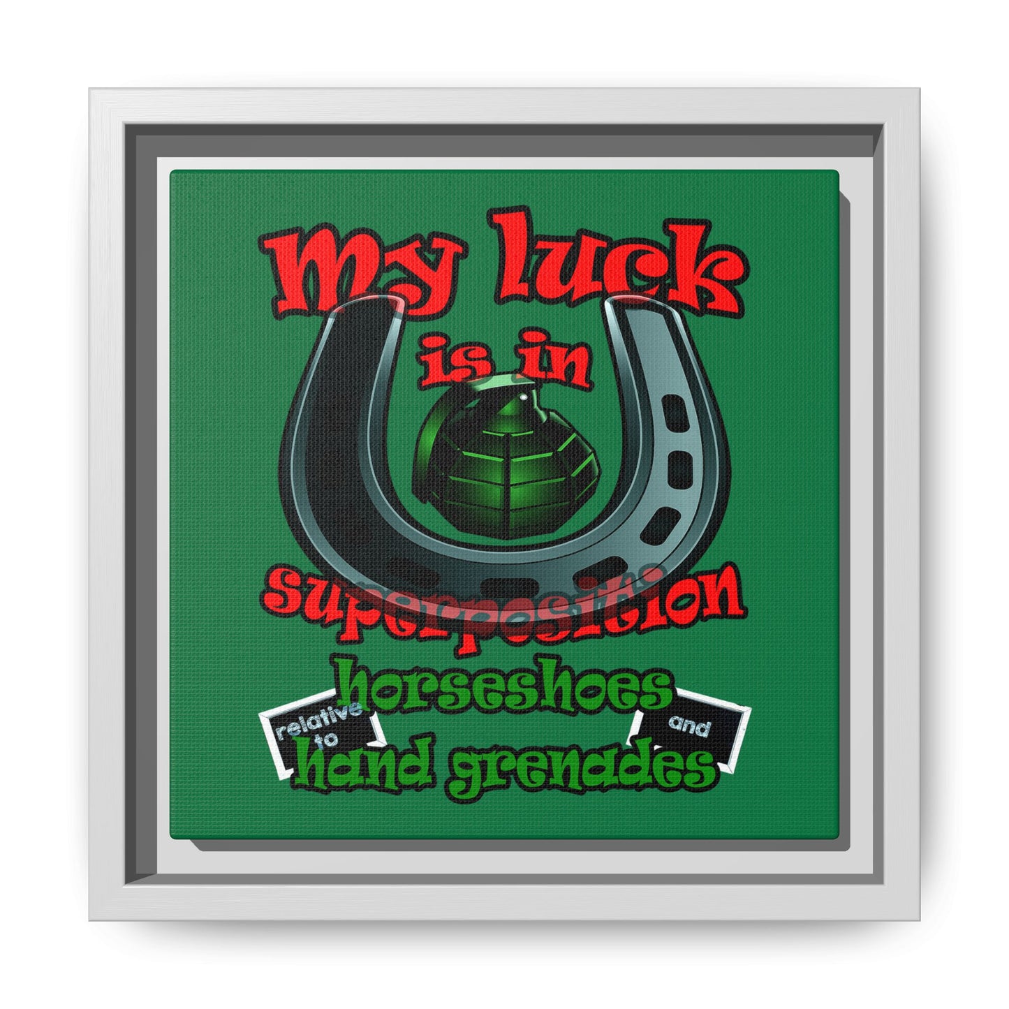 my luck - framed canvas art (dark green)
