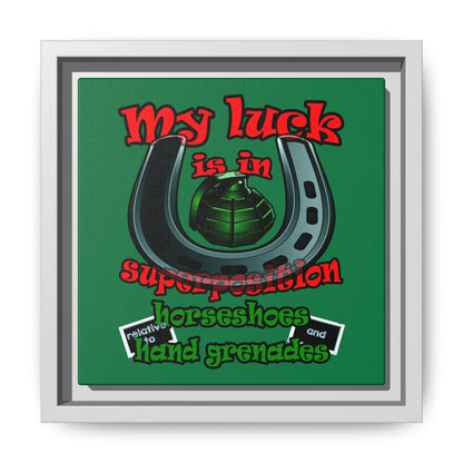 my luck - framed canvas art (dark green)