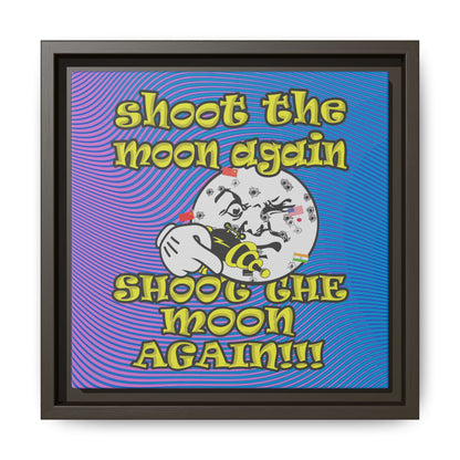 shoot the moon again - framed canvas art (light blue-purple wave)