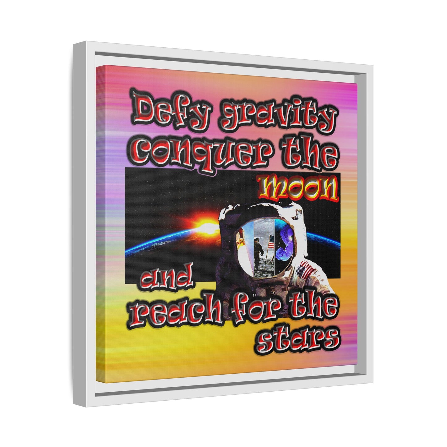 defy conquer reach - framed canvas art (color blur)