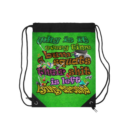the bum's shit - Drawstring Bag (green turf)
