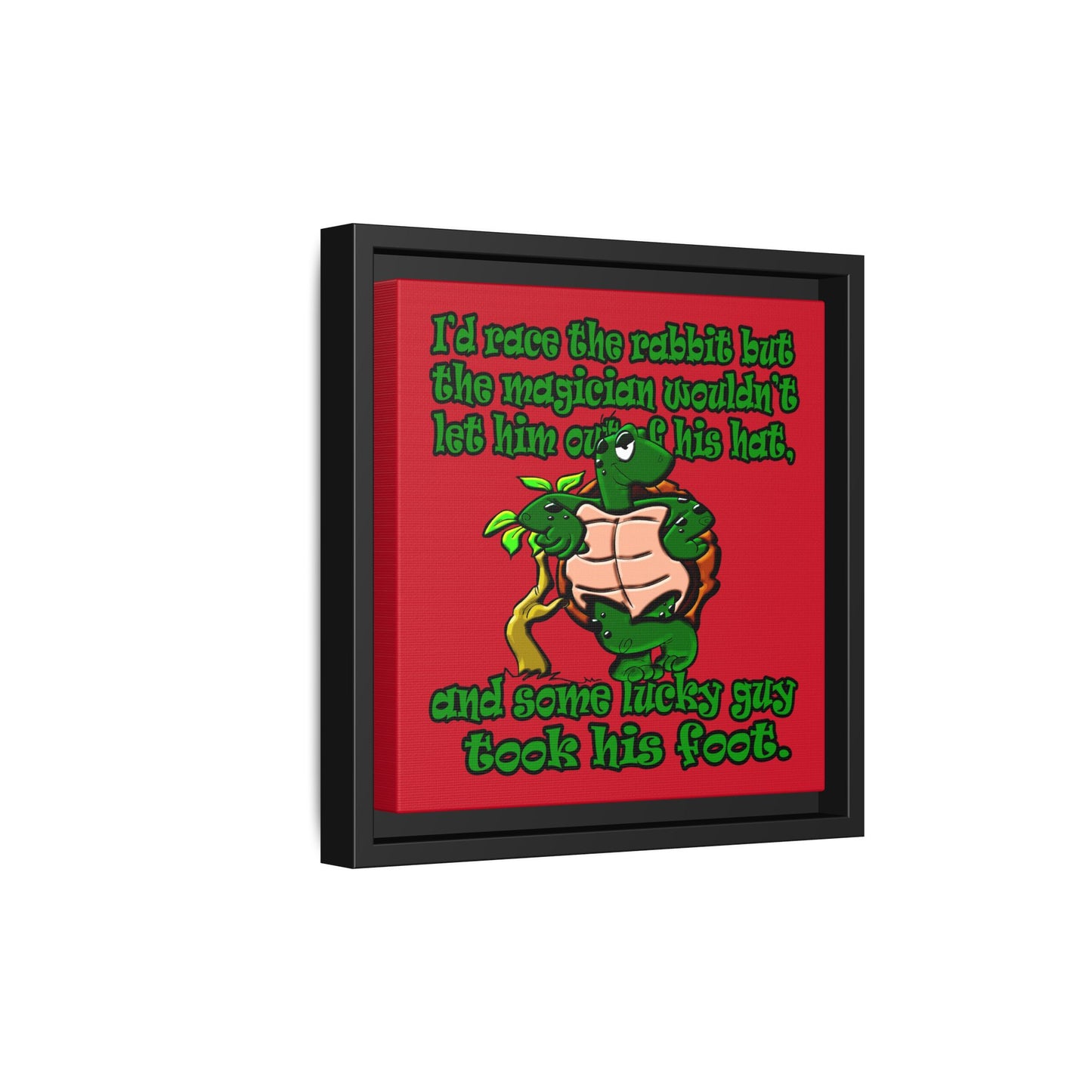 turtle race - framed canvas art (dark red)