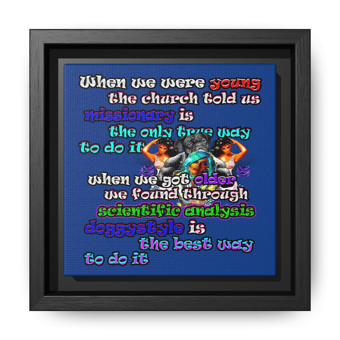 doggystyle - framed canvas art (dark blue)