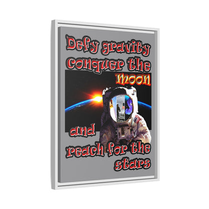 defy conquer reach - framed canvas art (grey)