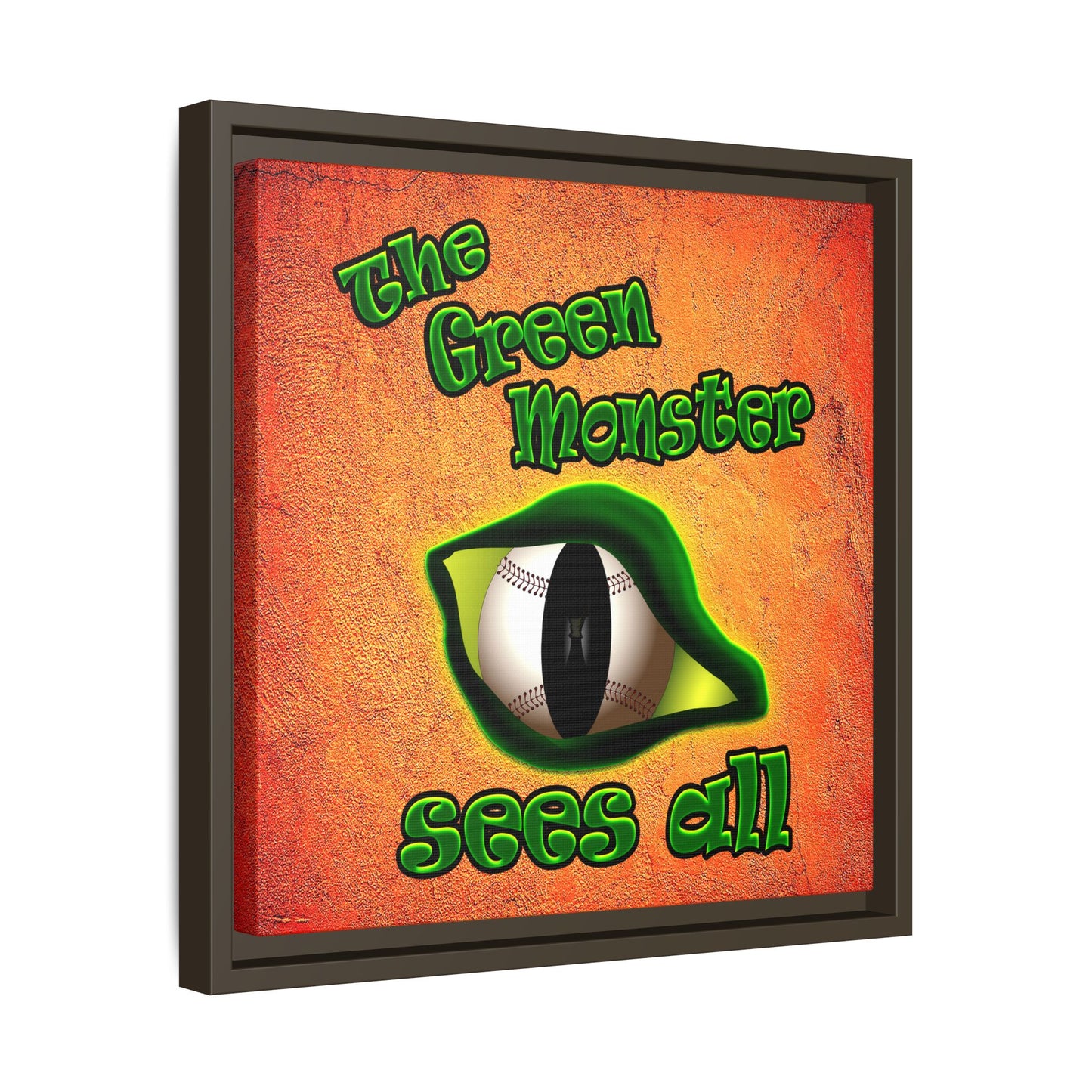 green monster - framed canvas art (burnt orange)