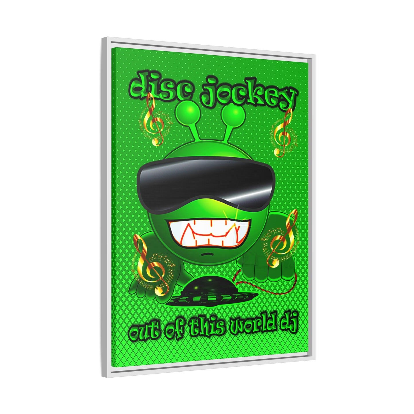 disc jockey - framed canvas art (logo green)