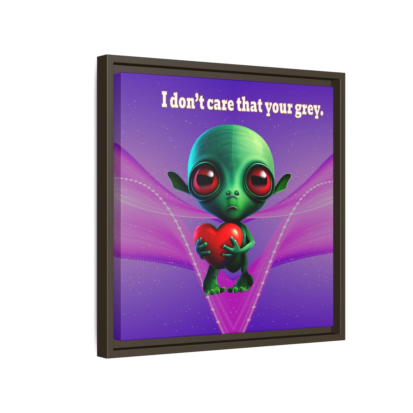 I don't care that your grey - framed canvas art (purple-pink wave)