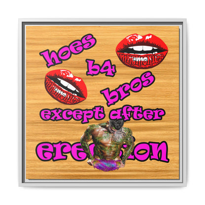 hoes b4 bros - framed canvas art (butterscotch wood finish)