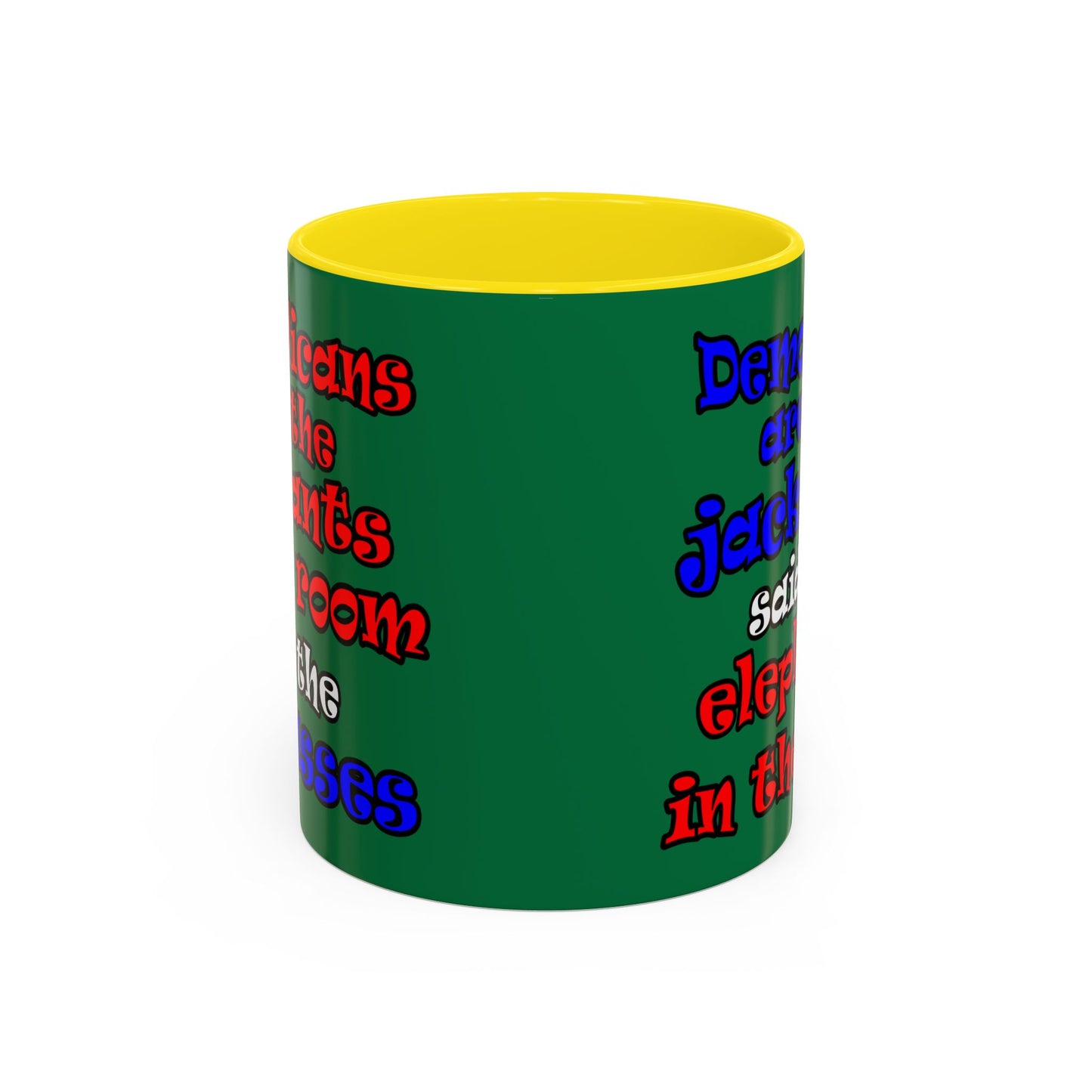 donkeys and elephants - Accent Mug (dark green)
