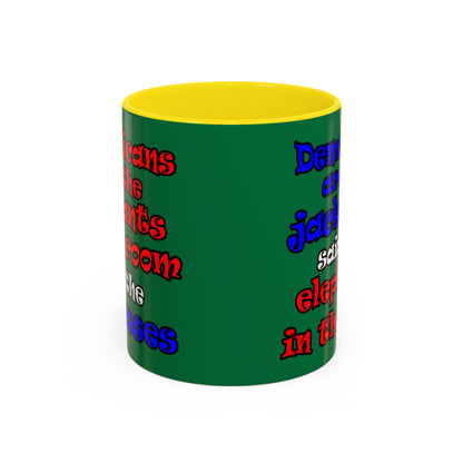 donkeys and elephants - Accent Mug (dark green)