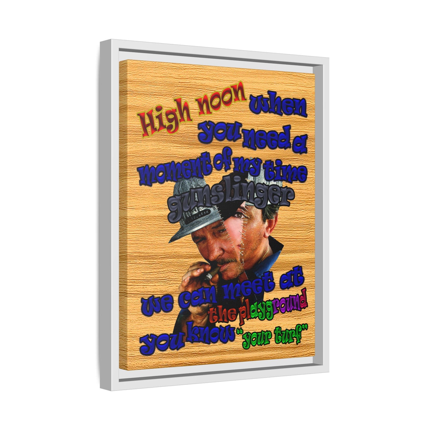 high noon - framed canvas art (butterscotch wood finish)