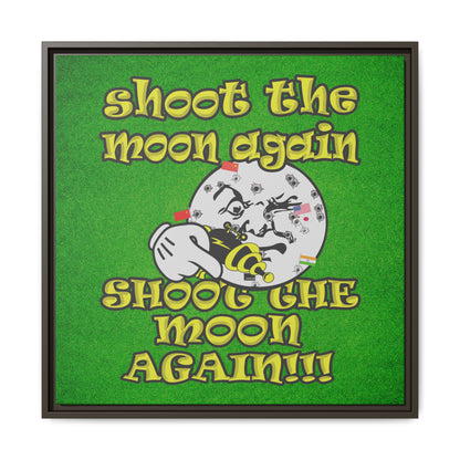 shoot the moon again - framed canvas art (green turf)