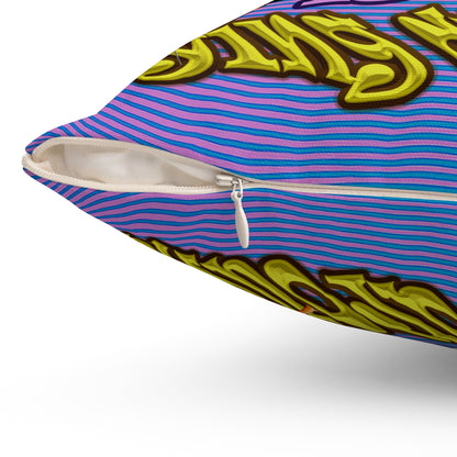 the bum's shit - Spun Polyester Square Pillow - (light blue-purple wave)