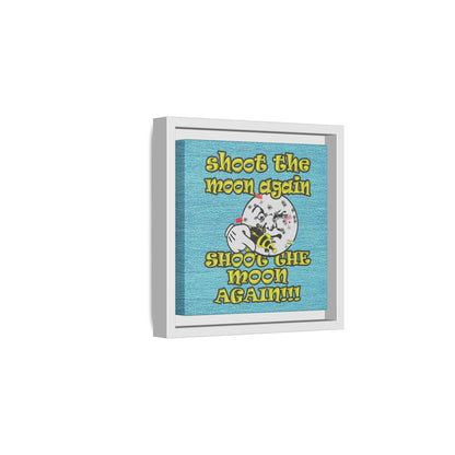 shoot the moon again - framed canvas art (faded blue)