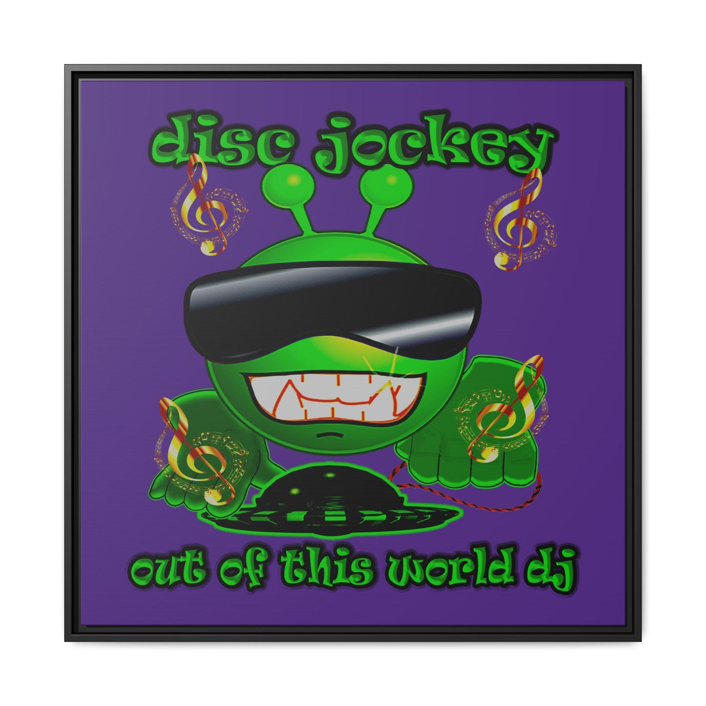 disc jockey - framed canvas art (purple)
