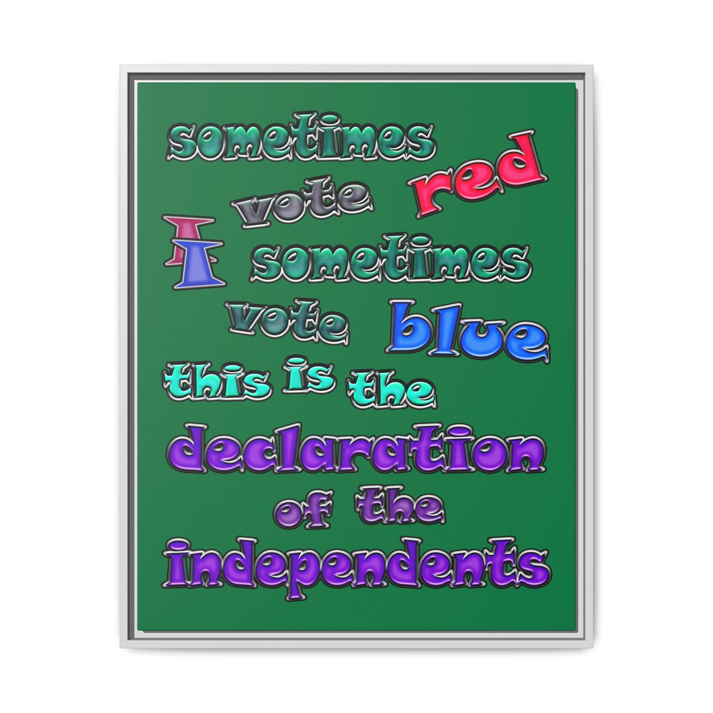 declaration of the independents - framed canvas art (dark green)