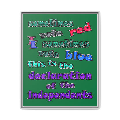 declaration of the independents - framed canvas art (dark green)