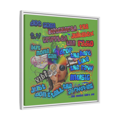 drop the beat - framed canvas art (green)