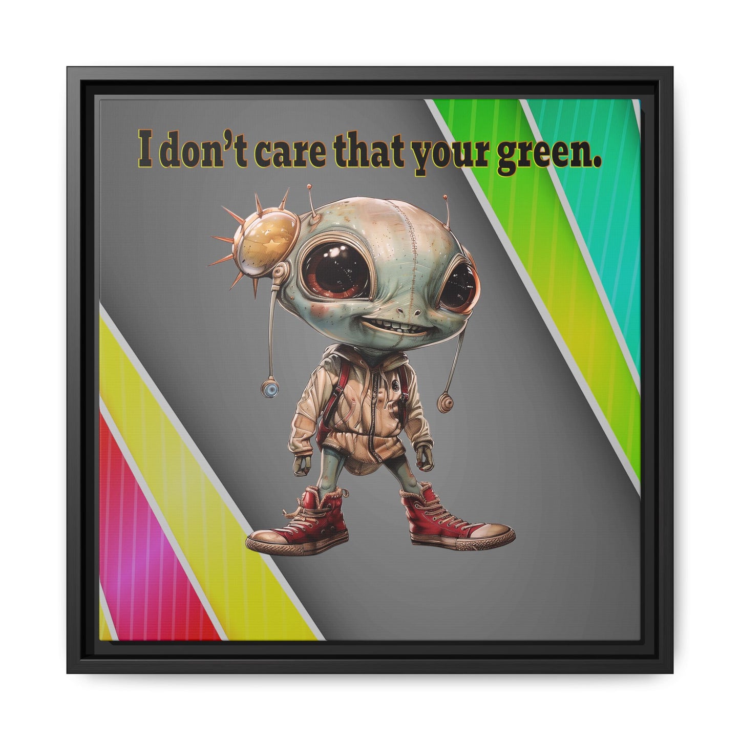 I don't care that your green - framed canvas art (rainbow split)