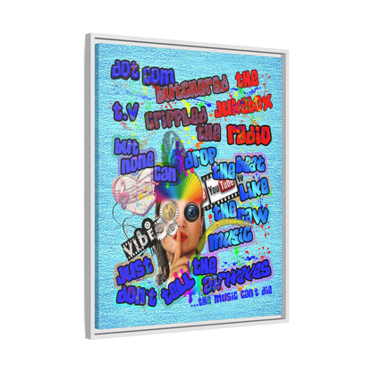drop the beat - framed canvas art (faded blue)