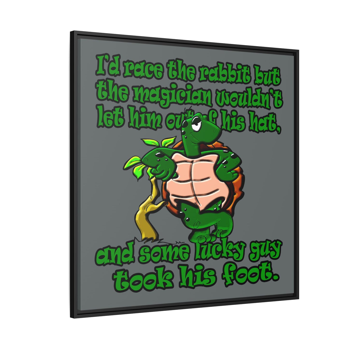 turtle race - framed canvas art (dark grey)
