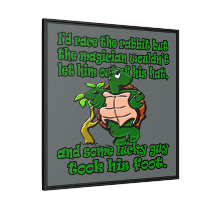 turtle race - framed canvas art (dark grey)