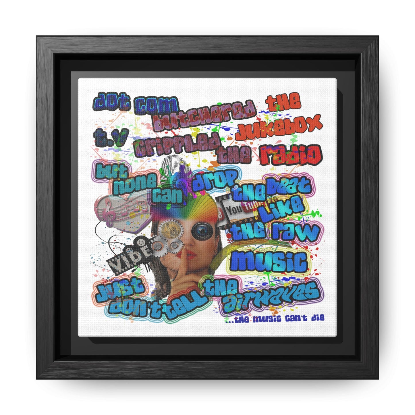 drop the beat - framed canvas art (white)