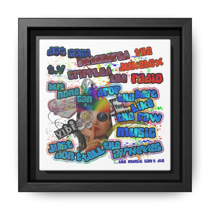 drop the beat - framed canvas art (white)