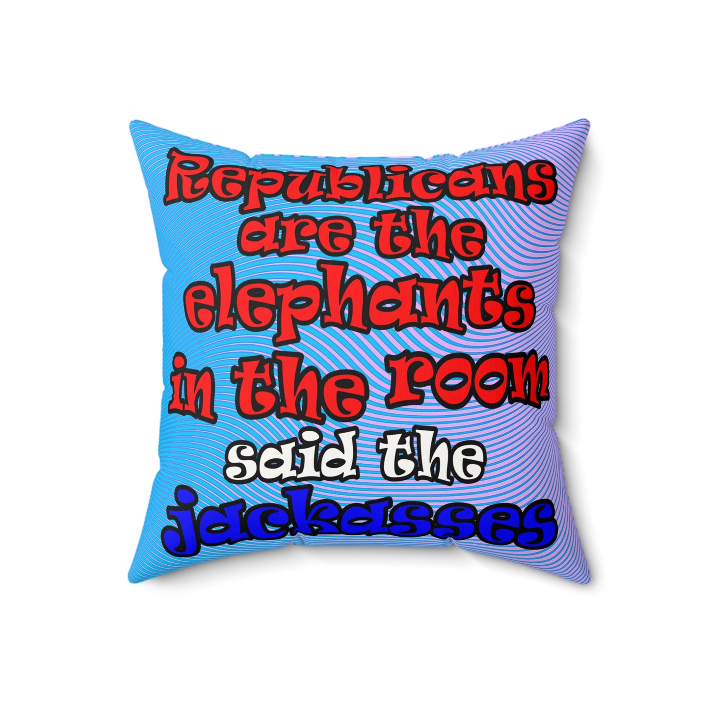 donkeys and elephants - Faux Suede Square Pillow - (light blue-purple wave)